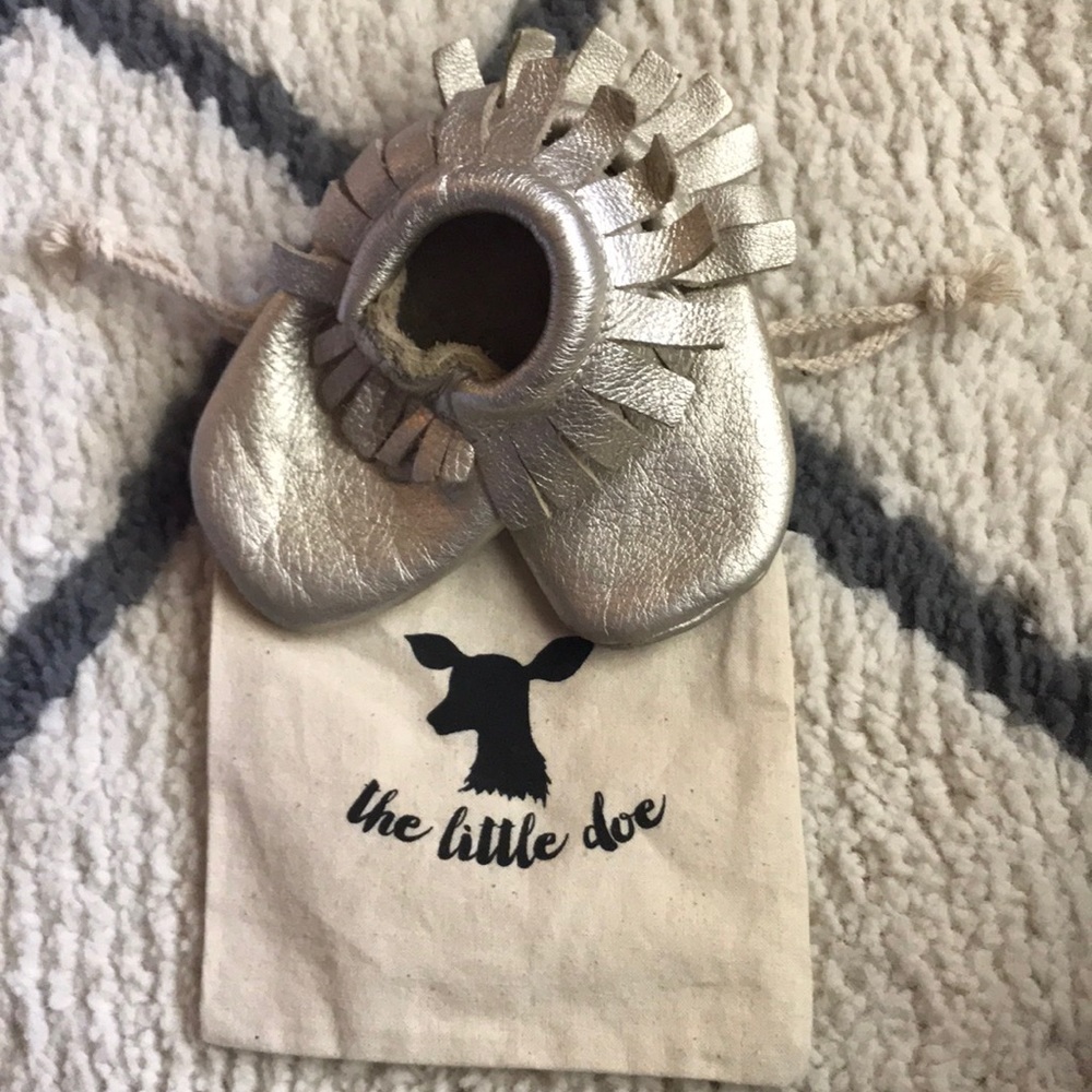 Gold baby moccasins